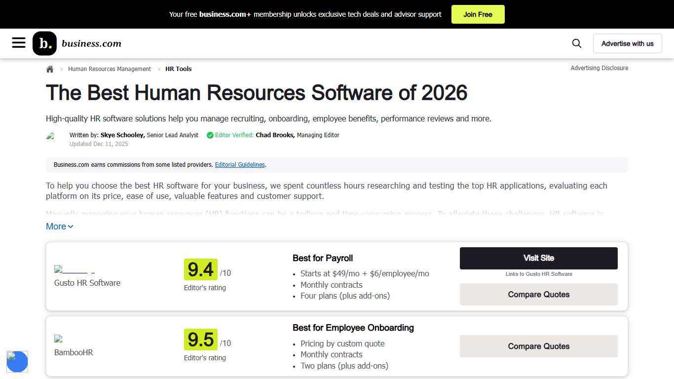 The Best HR Software of 2026- business.com